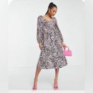 Miss Selfridge Petite Size 4P Open Cutout Back Bow 100% Cotton NWT Poplin Midi